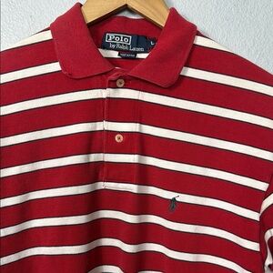 Vintage Polo by Ralph Lauren Men's Red Striped‎ Polo